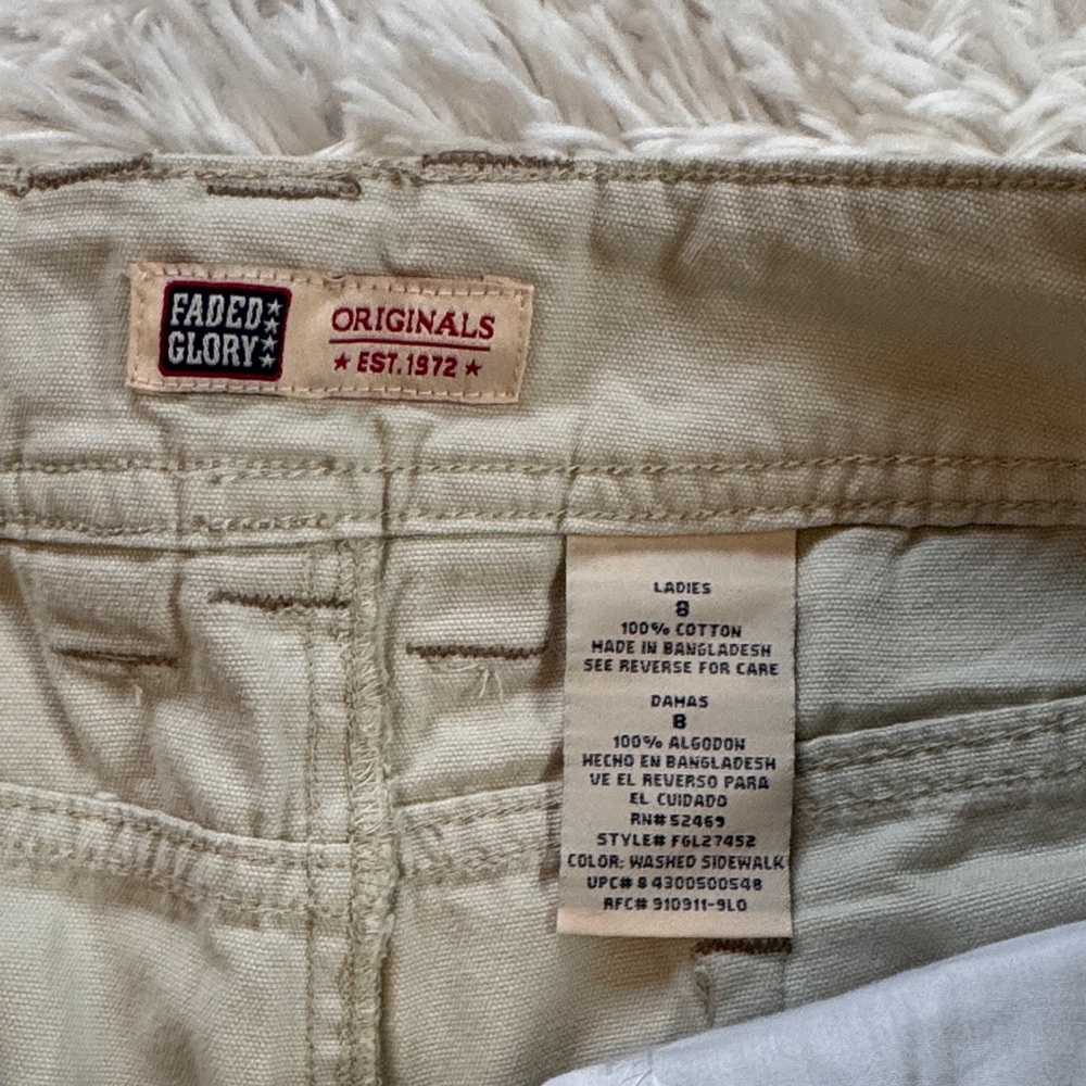 Vintage Faded Glory 100% Cotton Khaki Walking/Bermuda Shorts Button Pockets - Picture 2 of 12